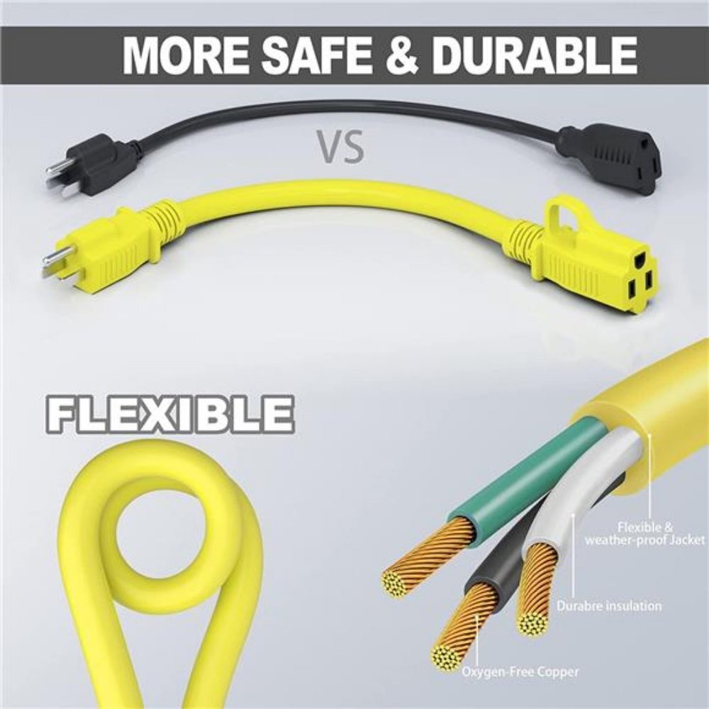 Outdoor Extension Cord 75 Foot Waterproof, 16/3 Gauge, 3 Prong Heavy Duty - Picture 2 of 6